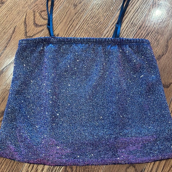 UDTFASHION Dark Purple Sparkly crop top and matching skirt - Picture 2 of 4